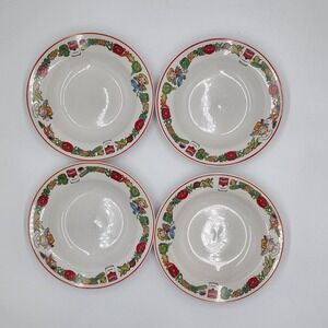 Westwood Campbell Soup Kids 1996 Bowl Set 4 Vegetable Characters Red Rim